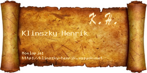 Klinszky Henrik névjegykártya